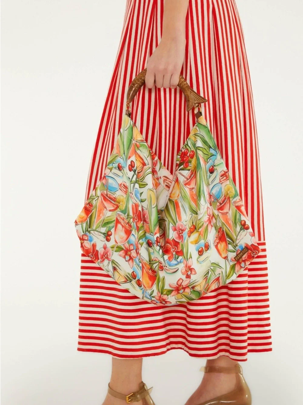FARM RIO Off-White Drinks Satin Mini Scarf Bag - Picture 2 of 3